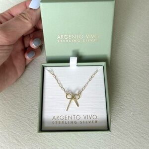 Argento Vivo Gold Bow Pendant Necklace